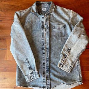 Frank & Oak grey denim button down, long sleeve shirt